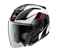 Nolan N40-5 06 Crosswalk N-Com Casco Jet, nero/bianco/rosso, Taglia XS (55)