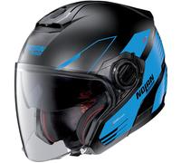 Nolan N40-5 Zefiro 2023 N-Com Casco Jet, nero opaco/blu, Taglia M (58)