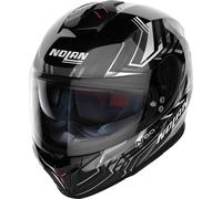 Nolan N80-8 Turbolence N-Com Casco, nero-grigio-argento, taglia 2XL per maschi