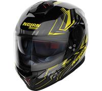 Nolan N80-8 Turbolence N-Com Casco, nero-grigio-giallo, taglia XL per maschi