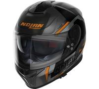Nolan N80-8 Wanted N-Com Casco, nero-grigio-arancione, taglia 2XS per maschi