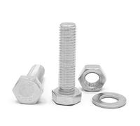 NOLDAR | Viti a testa esagonale in acciaio inox AISI 304 (A2). Misura M6 x 16 mm. Include 200 viti con 200 dadi e 200 rondelle (600 pezzi). Viti con filettatura completa