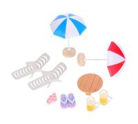 NOLITOY 1 Set Di Mobili in Miniatura Per La Casa Delle Bambole, Decorazioni Per L'oceano Con Ombrellone, Sdraio, Giocattoli Nautici Per Feste in Giardino Delle Fate Fai Da Te