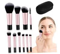 NOLITOY 10pezzi Mini Pennelli Da Trucco Eleganti e Compatti Per Viaggi Completo Di Pennelli Per Makeup Con Sacchetto Accessori Essenziali Per Applicazione Makeup Movimento