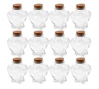 NOLITOY 12 Bottigliette Mini a Forma di Cuore in Vetro Trasparente con Tappo in Sughero Morbido Barattoli Sigillati per Fai da Te Bomboniere e Decorazioni per Matrimoni Contenitori per