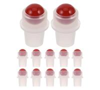 NOLITOY 12 Pezzi Rullo a Sfera per Oli Essenziali Rossi Inserti per Flaconi Roll-on Vuoti, Accessori per Bottiglie da Viaggio Erogazione Controllata, Ricambi Tappi per Aromaterapia