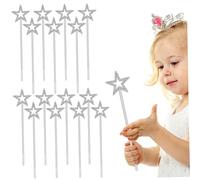 NOLITOY 15 pezzi Bacchette magiche per bambine con punta a forma di a cinque punte bastoncini incantati in plastica argento per feste cosplay e attività creative regalo per bambine