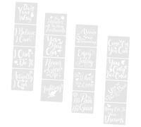 NOLITOY 16 Pezzi Stencil per Pittura DIY in Plastica Resistente Modelli Riutilizzabili con Parole Ispiratrici per Decorazioni Muro Tela e Feste