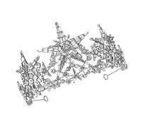 NOLITOY 1Pc Bride Crown Crown Bandband Rhinestone Christmas Big Hair Bows In Lega Tiara Silver