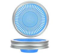 NOLITOY 2 Pezzi Coperchi Germoglianti per Barattoli a Bocca Larga 86 Mm, Kit la Coltivazione di Germogli Domestici Rete Filtrante in Acciaio Inox, Coperchio per Germogli di Fagioli