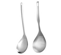 NOLITOY 2 pezzi Cucchiaio Scolapasta in Acciaio con Testa Larga Resistente Temperature Varie per Scolare Pasta Verdure e Fritture per Appendere Utensili da Cucina