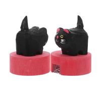 NOLITOY 2 pezzi Temperamatite Manuale Legno Forma di Gatto Nero Temperino Compatto con Serbatoio per Scuola e Ufficio Doppio
