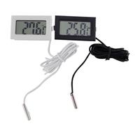 NOLITOY 2 Pezzi Termometro Digitale Mini con Sonda Filo per Frigorifero e Acquario Display LCD Bianco e Nero Termometro Interno Preciso e Portatile