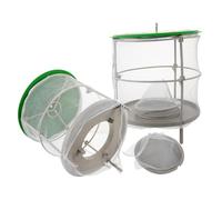 NOLITOY 2 pezzi Trappola per Vespe e Mosche da Esterno con Rete Bianca e Copertura Antipioggia Tipo Appeso Pratica e Leggera per Giardini Mercati e Ristoranti