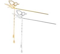 NOLITOY 2 Pz incantesimi decorativi coda di cavallo forcine glitter barrette hair pin hair jewelry bastoncini per per chignon bacchette per accessori per Metallo