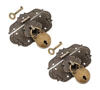 NOLITOY 2 Set Set 2 Pezzi Chiusure Decorative in Lega di Zinco Retrò con Lucchetti a Chiave, Chiavistello Piccolo per Portagioie e Scatole di Legno, Ferramenta Sicurezza per Armadi,