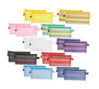 NOLITOY 20 pezzi Astucci Portapenne Multifunzione in Rete con Zip Scorrevole Buste Trasparenti per Scuola e Ufficio Sacchetti Portapenne Portatili e Resistenti Adatti per Colore Casuale