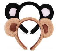 NOLITOY 2pezzi Cercechio Forma di Orso per Adulti e Ragazza Cercechio in Peluche Orecchie di Animale Creativo per Feste e Cosplay Morbido e Confortevole Adatto per Lavaggio del Viso