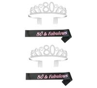 NOLITOY 2sets Completo Di Accessori Per Compleanno Con Coroncina Di Strass e Fascia Decorativa Per Festa e Pettine Per Per Celebrare Compleanno Stile Regale Adatto Per La Reginetta Dei