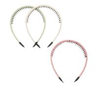 NOLITOY 3 pezzi Fasce Capelli Donna con Denti Antiscivolo Cerchietti Leggeri e Morbidi per Trucco Sport e Uso Quotidiano Accessori Moda in Plastica Senza Segni Rosa Verde Beige