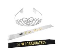NOLITOY 3 Pezzi Set Di Combinazione Di Fascia Menzogna Ballo Studentesco Diademi Decorazione Gruppo Musicale Cintura Laureato Adulto Fascia Per Di Laurea Re Del Ballo e 21 Spalla