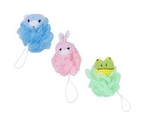 NOLITOY 3pezzi Animali Cartoni Animati Bagno Esfoliante Sfere Da Doccia Colorate Coniglio Rana Orsetto Per Giocattoli Rete Per Bagnetto