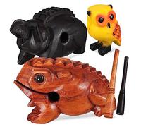 NOLITOY 3pezzi Strumenti Musicali Legno Animali Sonori Blocchi Di Percussione Decorativi Forma Di Maiale e Gufo Per Casa e Ufficio