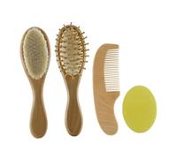 NOLITOY 4 pezzi Spazzole e Pettini in Legno per Ragazzo Ragazza e Kit Bagno Morbido e Resistente per Igiene Quotidiana per Prime Infanzie e Feste