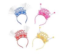 NOLITOY 4 Pz Fascia Glitterata Di Capodanno Diademi Fascia Per Fascia Di Fiori Contento Decorazioni Il Quarto Fascia in Pizzo Per Donna Incandescenza Natale Regali Plastica