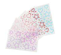 NOLITOY 5fogli Adesivi Strass per Viso Forma di Cuore e Stella Gemme Autoadesive per Trucco Facciale per Occasioni Speciali e Feste
