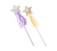 NOLITOY Bacchette Magiche per 2 Pezzi, Verga Fatata Lucente a Stella Nastro per Ragazze, Bastoncini Fata Portatili per Giochi di Travestimento e Spettacoli Teatrali