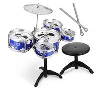 NOLITOY Batteria Per Da Kit Jazz Completo Con Tamburello e Piatti Strumenti Musicali Educativi Con Seggiolino Adatto Per Ragazzo Da Anni Stimola Creatività e Senso Del Ritmo