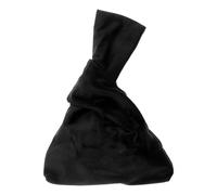 NOLITOY Borsa a Mano in Flanella Nera Nodo Stile Giapponese Borsa da Polso Portatile Retrò per Cosmetici e Snack Dimensioni Compatte per Donne per Ufficio Shopping e Viaggi