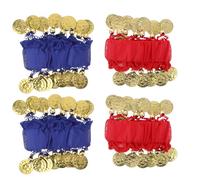 NOLITOY Braccialetti da Danza del Ventre Campanelli 4 Pezzi Bracciali da Polso Rossi e Blu in Materiale Morbido Accessori per Danza Indiana e Balletto per Donne e Ragazze per