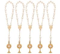 NOLITOY Braccialetti di Perline Religiose per Battesimo Ciondolo Croce e Calice Sacro Set da 5 Pezzi Portatile per Decorazioni Festa Shower e Gioielli Cattolici
