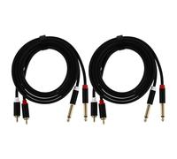 NOLITOY Cavo Audio 2 Pezzi 15m Doppio Rca Maschio a Doppio Jack 635Mm Maschio Resistente Lega di Alluminio Filo Schermato Bassa Resistenza per Mixer Amplificatore e Registratore