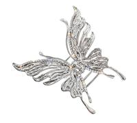 NOLITOY Clip per Chioma Farfalla Strass Argento in Lega, Accessorio Moda per Donne e Ragazze, per Lavare Viso o Mangiare