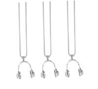 NOLITOY Collana Ciondolo a Forma di Cuffia in Lega di Titanio Set da 3 Pezzi Argento per Coppie Collane da Festa Leggere e alla Moda Accessorio per Anniversari e Eventi Speciali