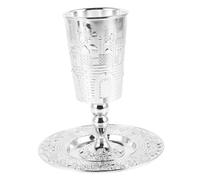 NOLITOY Coppa Kiddush Shabbat in Lega di Zinco Resistente con Piattino Coppa Sacra per Cerimonie Ebraiche e FESTIVITÀ Simbolo di Fede e Santità Facile da Pulire Completo per Seder e