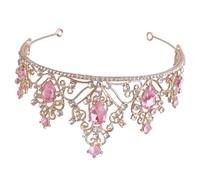 NOLITOY Corona da Sposa in Cristallo Strass Rosa Oro, Tiara Elegante per Damigella D'onore e Accessorio Chioma da Festa, Fascia Luminosa e Raffinata per Matrimonio e Cerimonie