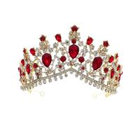 NOLITOY Corona da Sposa in Lega Strass Rossi Tiara Vintage a Corona Barocca per Matrimoni Feste e Addii al Nubilato Accessorio Elegante per Abiti da Sposa e Copricapo Raffinato