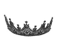 NOLITOY Corona di Tiara da Donna Nera Strass Design Barocco Classico Accessorio per Capelli da Sposa Tiare Vintage per Matrimonio e Feste di Compleanno