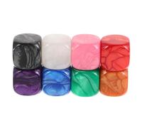 NOLITOY Dadi da Gioco Acrilici 16 Mm Set 8 Pezzi Motivo Perlato Colorato, Dadi Vuoti a Sei Facce per Fai da Te, Giochi da Tavolo Educativi e Attività Matematiche