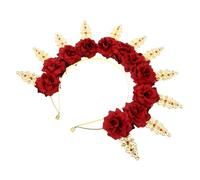 NOLITOY di fiori elastici decorativi per di diadema copricapo vergine costume lux the masquerade fascia della dea ghirlanda per del festival Metallo rosso