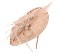 NOLITOY Fascia per Chioma Velo e Fiori Copricapo Leggero da Donna per Feste e Banchetti Accessorio Elegante per Ragazze Design Velo in Tulle Rosa Nude