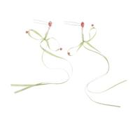 NOLITOY Forcina Per Capelli Forma Di u Stile Vintage Fiocco Nappa e Perline Finte Bacchette Cinesi Per Capelli Copricapo Da Donna Nastro Verde