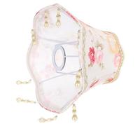 NOLITOY Paralume Vintage in Tessuto con Perline Nappa Stile Europeo Floreale Rosa Paralume per Lampada da Tavolo Lampada Sospensione Applique Diffusore Luce Morbida Decorazione Versatile