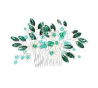 NOLITOY Pettine Laterale Francese Decorazioni Floreali Verde Scuro Cristalli e Perle Accessori per Chioma a Foglia per Donne per Cerimonie e Acconciature da Sposa