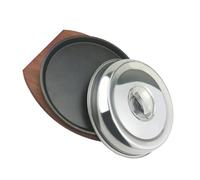 NOLITOY Piastra Teppanyaki Rotonda con Coperchio Piastra Materiale Resistente per Bistecca e Verdure Facile da Pulire e Adatta Fornelli Stovetop