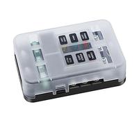NOLITOY Porta Fusibili Auto con Indicatore LED Rosso e Blu Supporto Fusibili Multicanale per Barche Camper e Veicoli Custodia Fusa Organizzatore e Facile da Installare